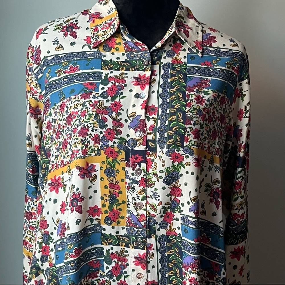 NATURAL LIFE Colorful Floral Button Down Shirt Dress - Picture 2 of 10